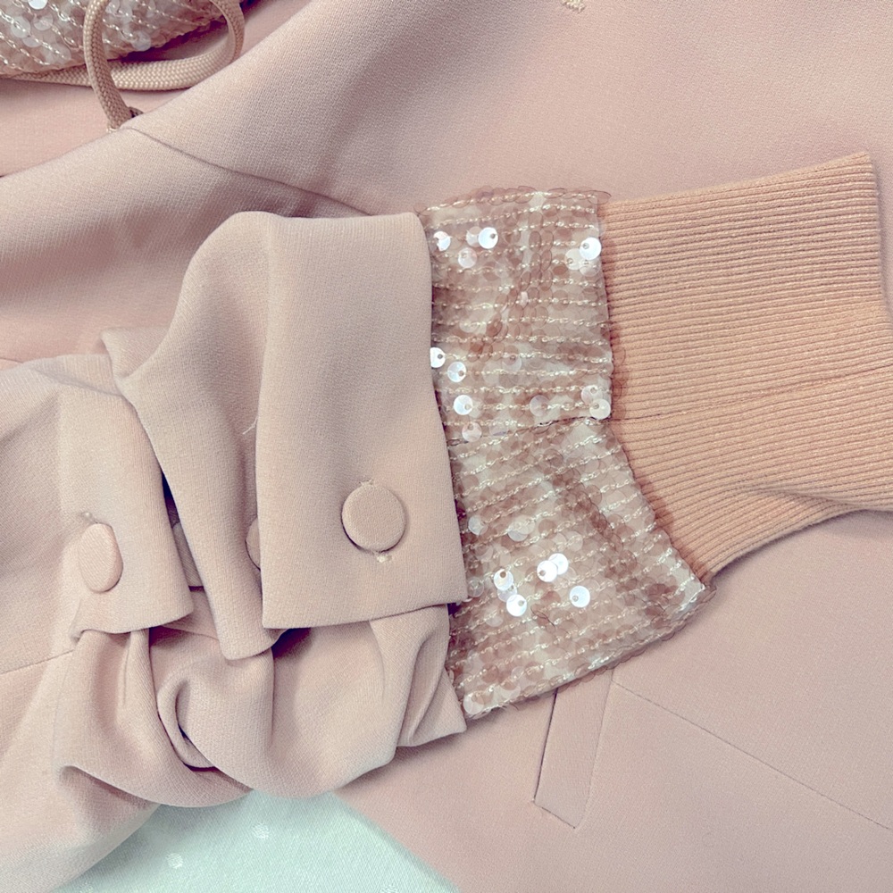 Cinq A Sept Pink Khloe Hooded Sequined Jacket Blazer  US 2 NWT - Picture 7 of 9